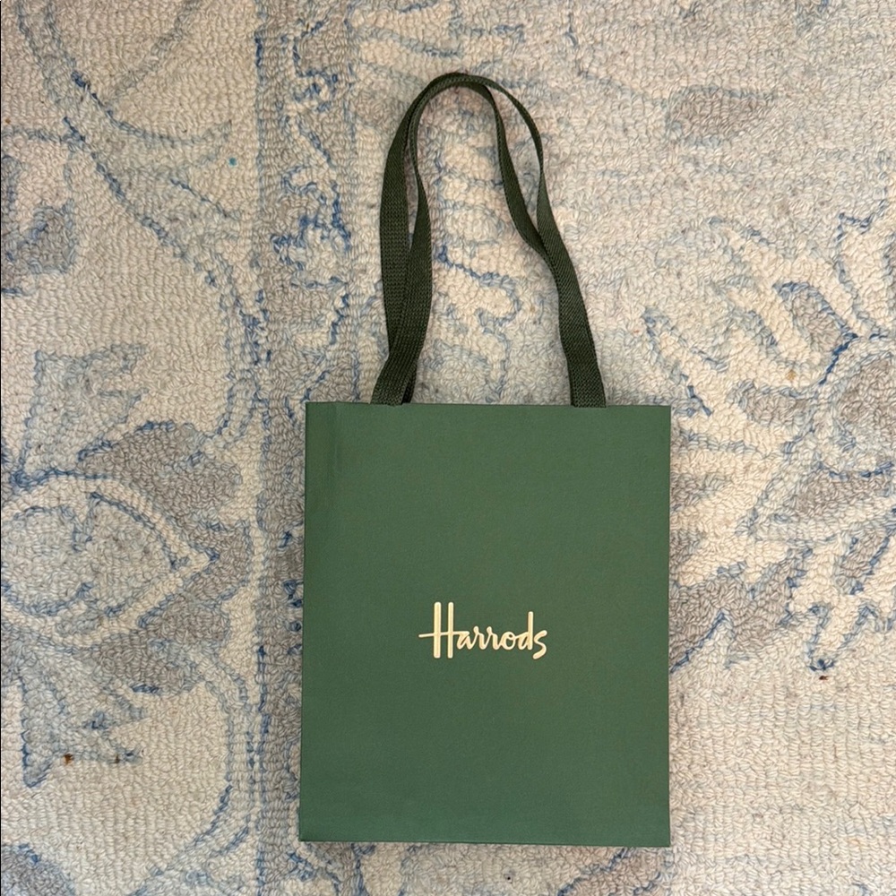 Harrods Dark Green Shopper Bag with Gold Logo